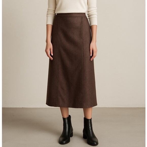 Vintage Eddie Bauer Wool Midi Skirt 8 Tall - Picture 1 of 7